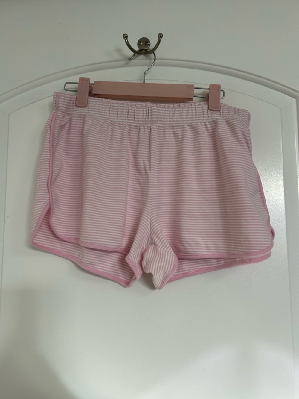 Lake 100% Pima Cotton Enligh Rose Stripe Pink Pajama Shorts Size M cozy lounge - Picture 2 of 11